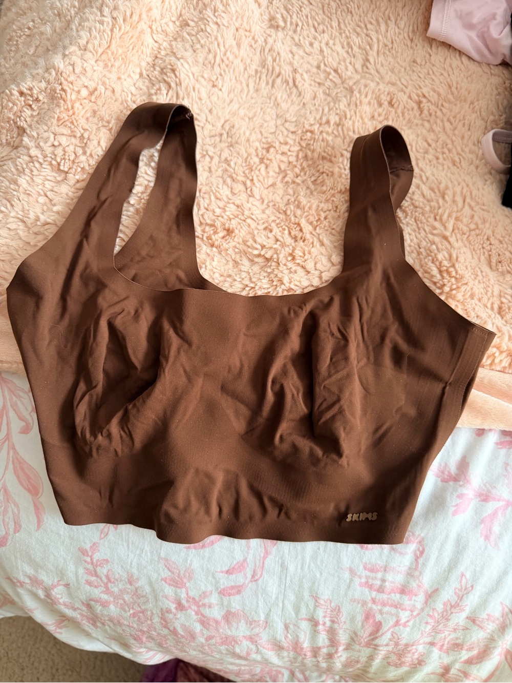 SKIMS Brown Seamless Scoop Neck Tank Bralette